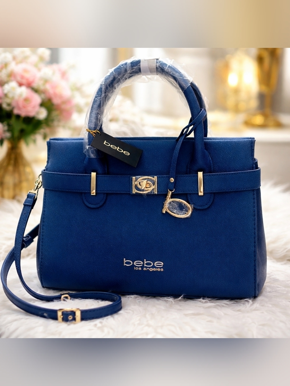 NWT Bebe Galaxy Blue Satchel ✨ Gold Hardware + Crossbody Strap